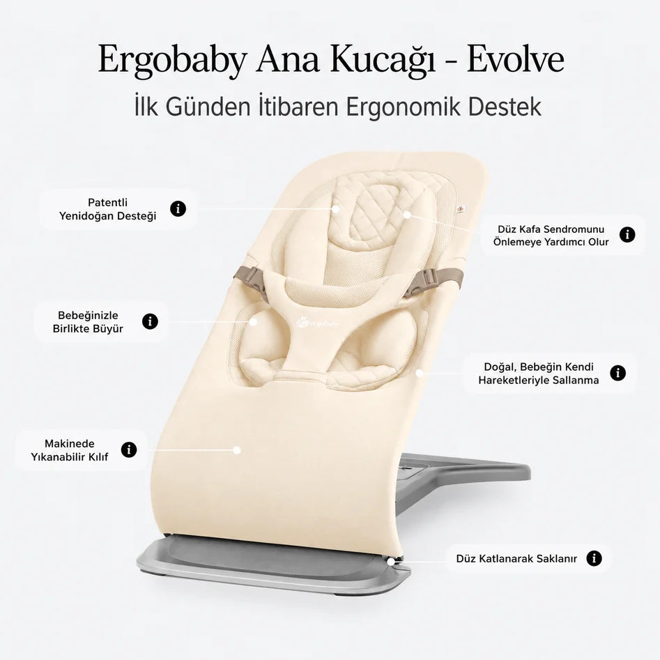 Ergobaby Bouncer Evolve Mesh (cream) - Ana Kucağı Salıncak - Görsel 7