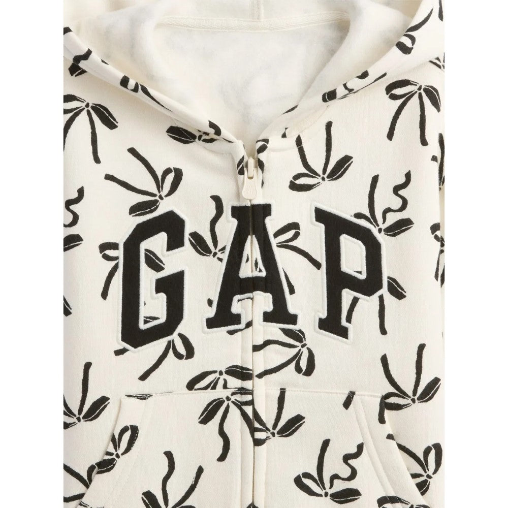GAP Logolu Kışlık Kız Bebek Fermuarlı Kapüşonlu Sweatshirt Ekru