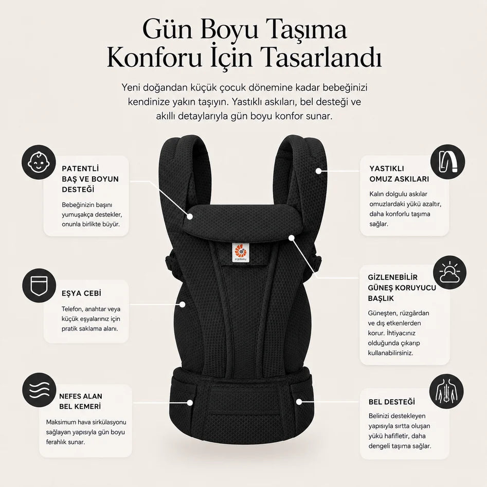 Ergobaby Omni Deluxe Mesh (Onyx Black) - Kanguru - Görsel 7
