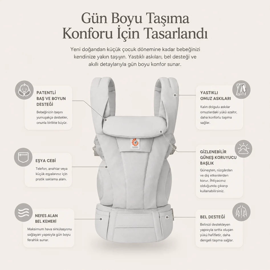 Ergobaby Omni Deluxe Cotton Pearl Grey - Kanguru - Görsel 7
