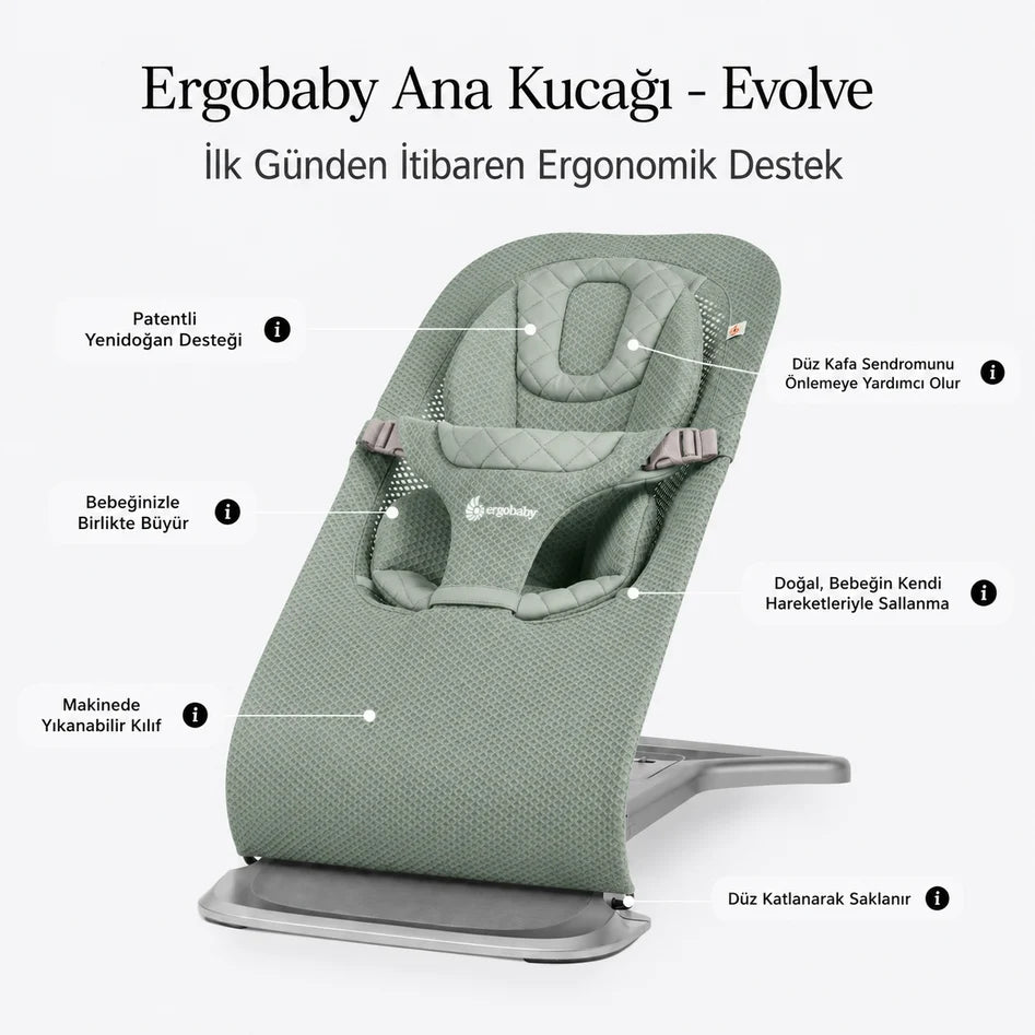 Ergobaby Bouncer Evolve Mesh (sage green) - Ana Kucağı Salıncak - Görsel 7