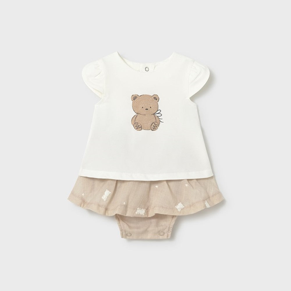 Mayoral Yazlık Kız Bebek Bluz Etek Set Bej