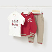 Mayoral Yazlık Erkek Bebek T-shirt Eşofman Ceket 3'lü Set Kırmızı