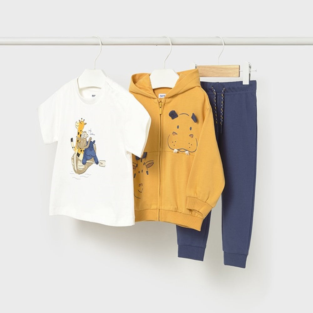 Mayoral Yazlık Erkek Bebek T-shirt Eşofman Ceket 3'lü Set Turuncu