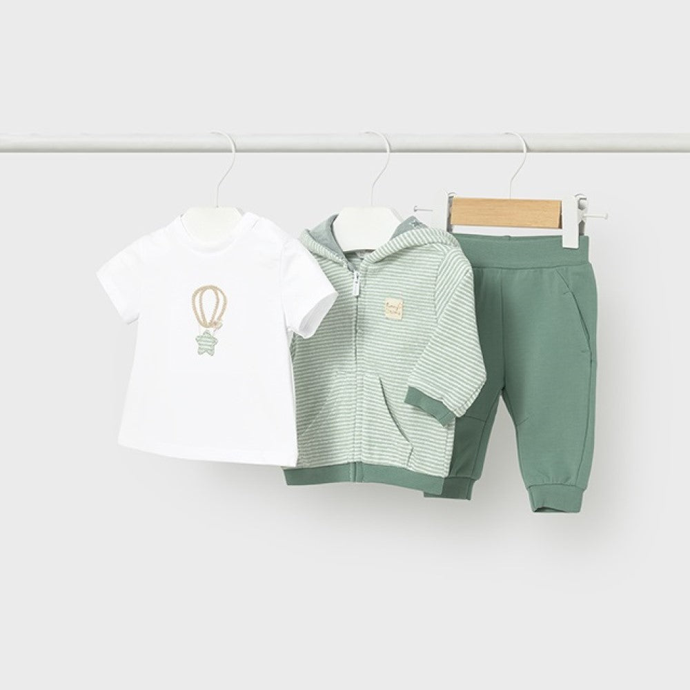 Mayoral Yazlık Erkek Bebek T-shirt Eşofman Ceket 3'lü Set Yeşil