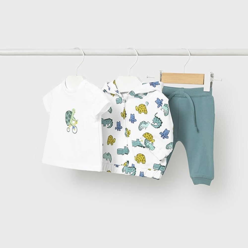 Mayoral Yazlık Erkek Bebek T-shirt Eşofman Ceket 3'lü Set Yeşil