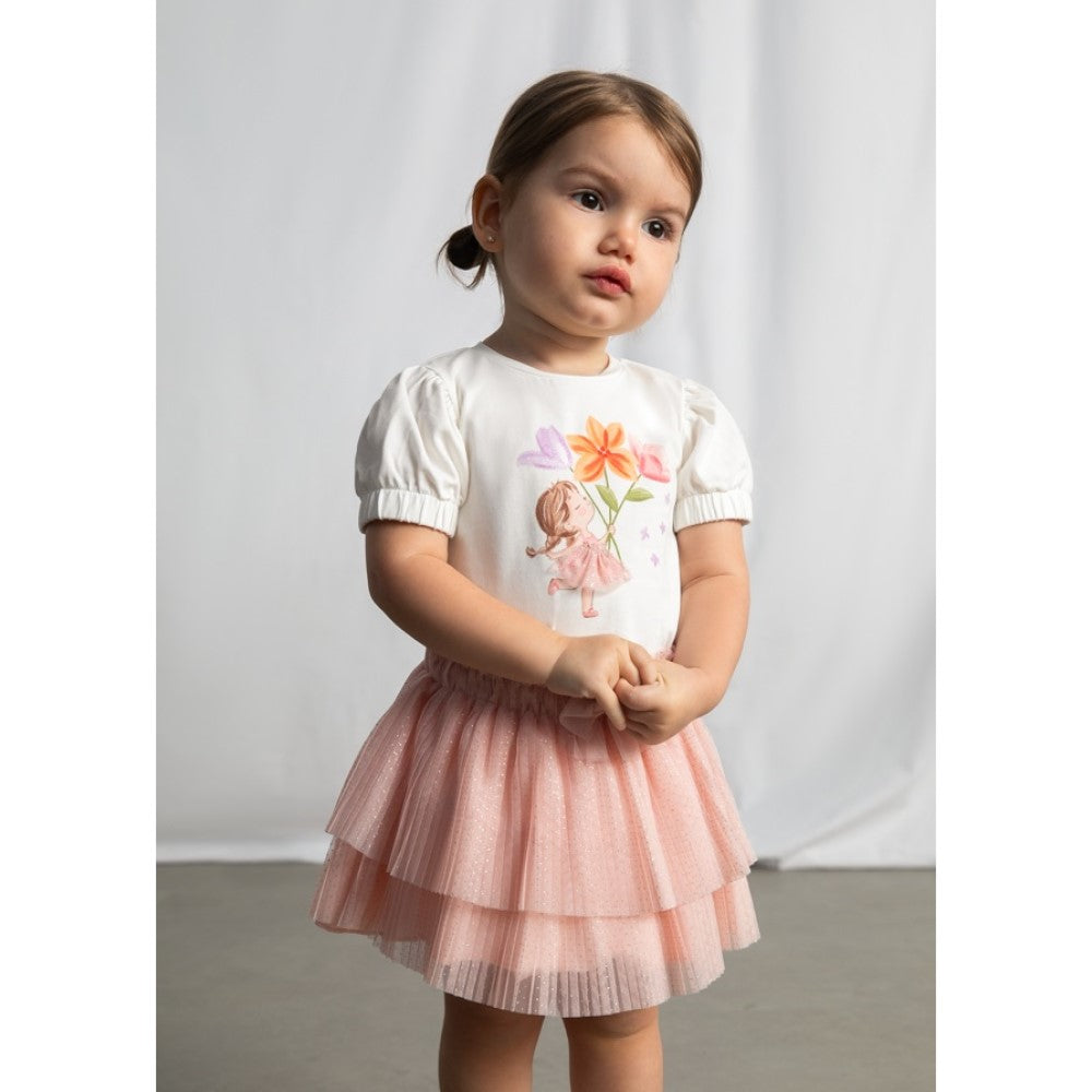 Mayoral Yazlık Kız Bebek Pileli Tül Etek Pembe