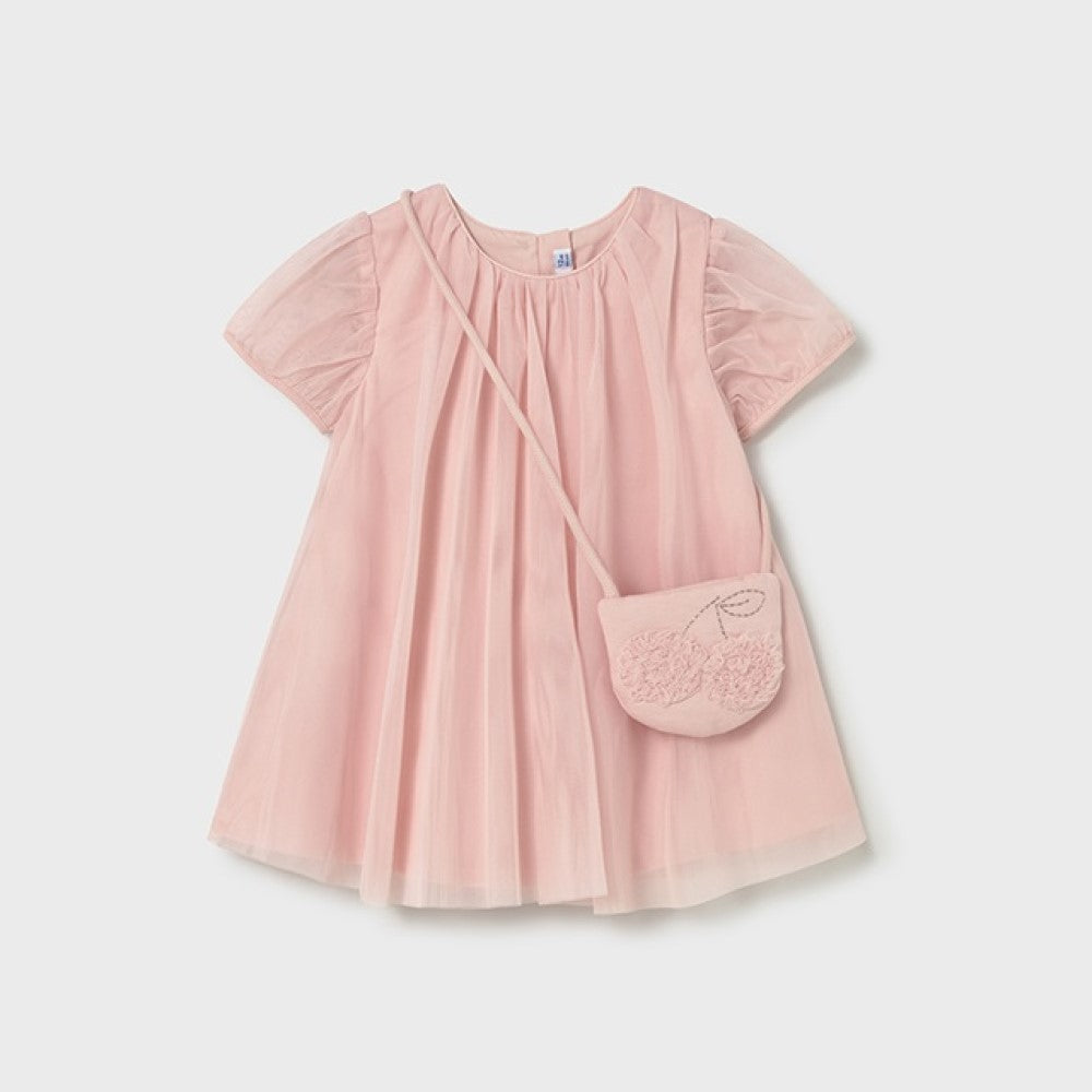 Mayoral Yazlık Kız Bebek Elbise Çanta Set Pembe