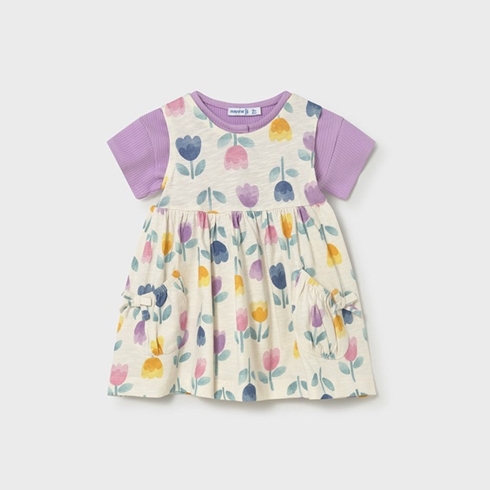 Mayoral Yazlık Kız Bebek Elbise Bolero Ceket Set Lila