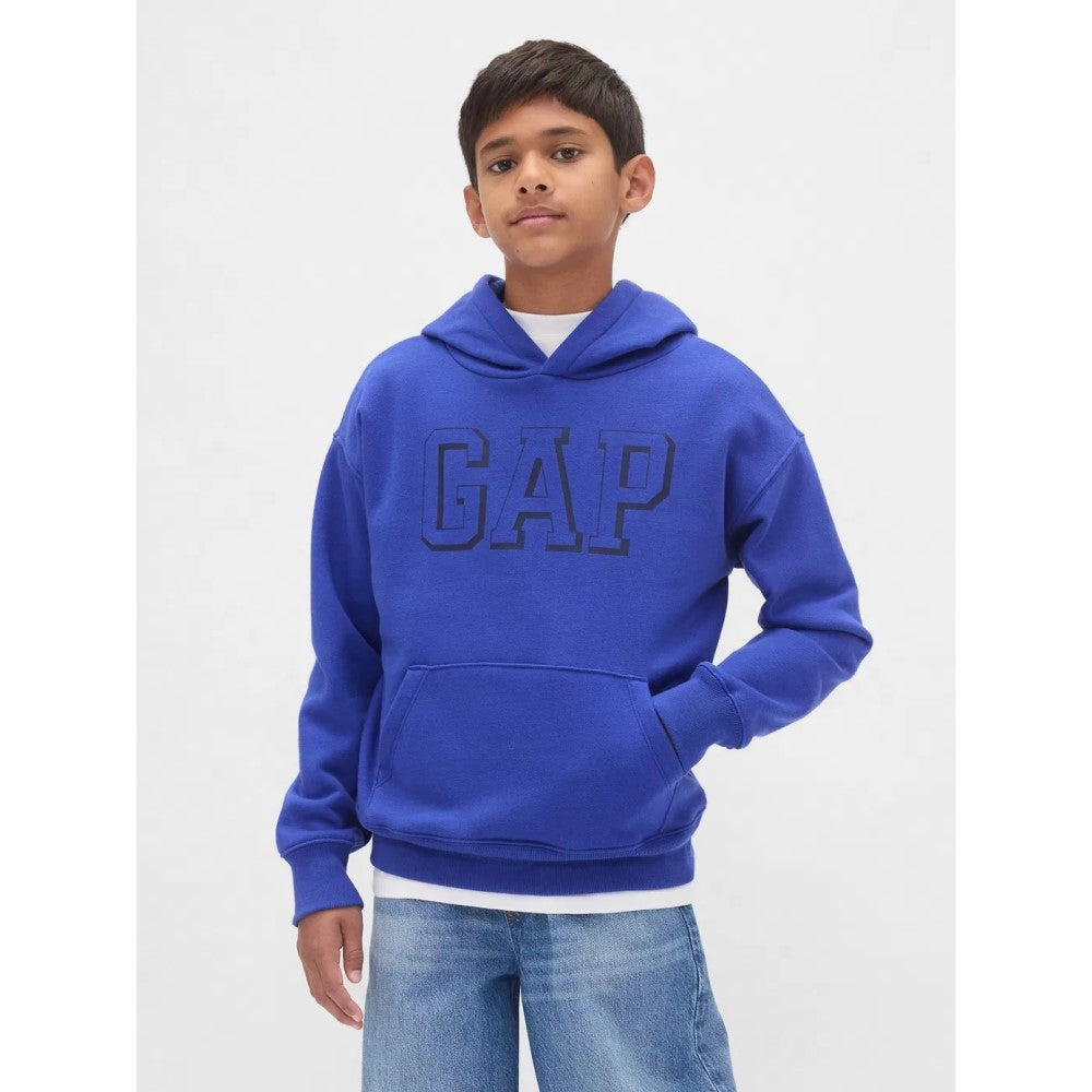 GAP Logolu Kışlık Erkek Çocuk Kapüşonlu Sweatshirt Mavi