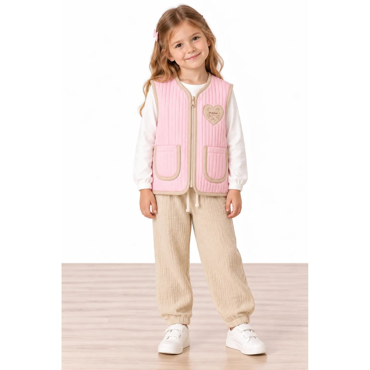 Miela Kids Little Kitty Kapitone Yelek Pembe
