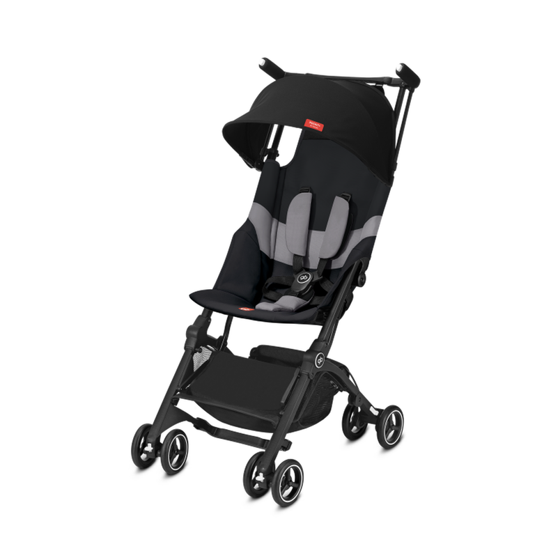 GB Pockit+ Velvet Black bebek arabası katlanmış hâli 32 × 20 × 38 cm