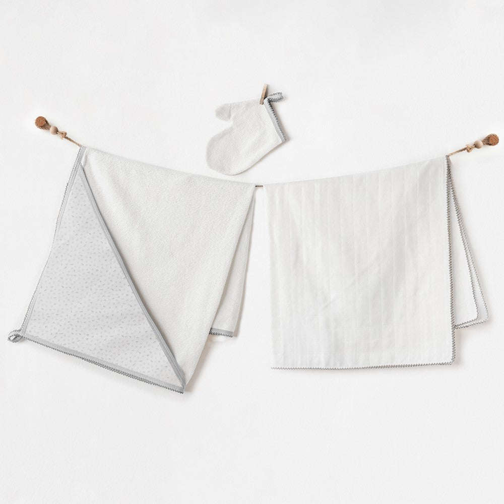 Andywawa Bebek Banyo Havlu Müslin 3'lü Set Ekru
