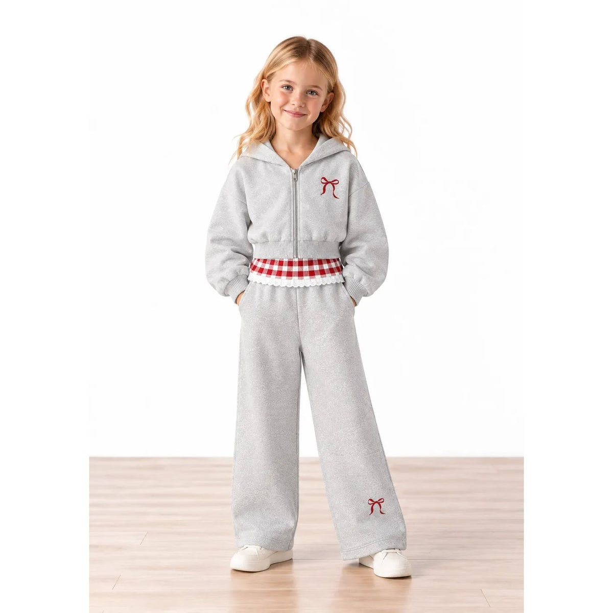 Miela Kids Ruby Fırfır Detaylı Bol Paça Eşofman Altı Gri