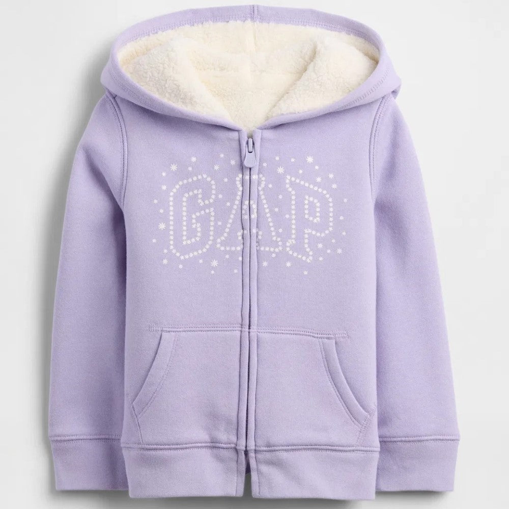 GAP Logolu Kız Çocuk Şardonlu Fermuarlı S-shirt Ceket Lila