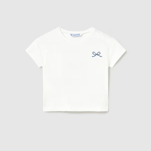 Mayoral Yazlık Kız Bebek Kısa Kol T-shirt Ekru