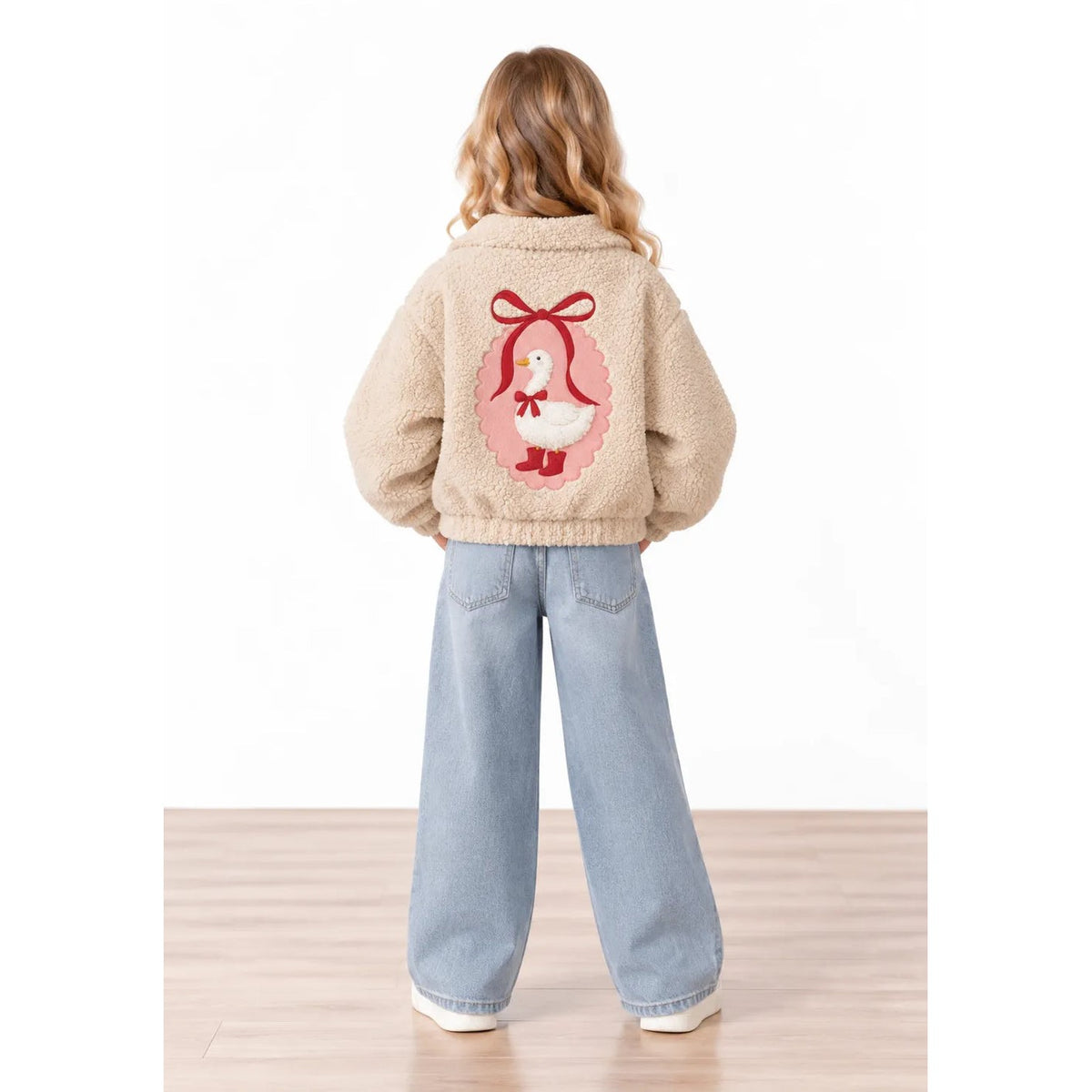 Miela Kids Maison Goose Peluş Bomber Ceket Bej