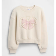 GAP Kız Çocuk Oversize Bisiklet Yaka Sweatshirt Krem