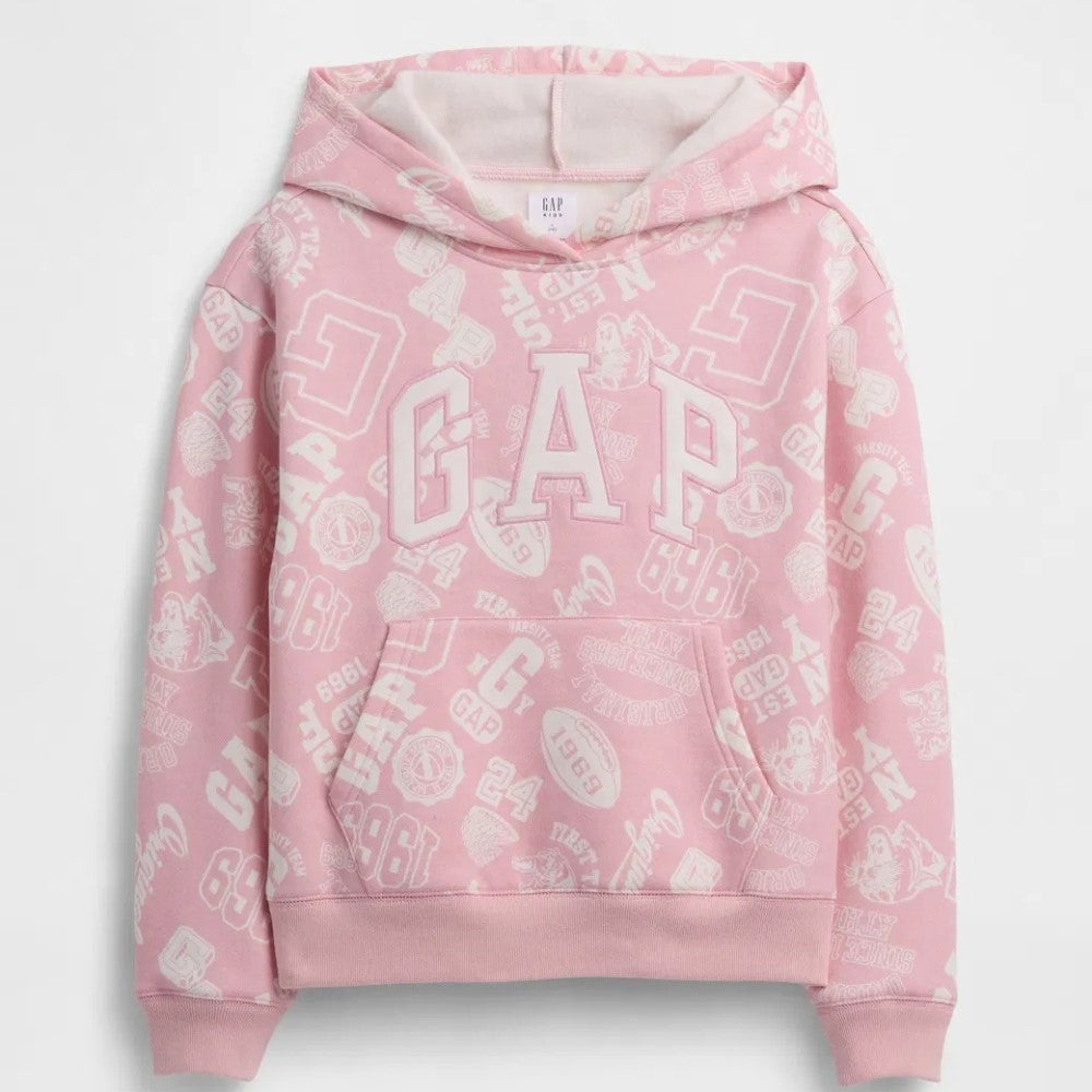 GAP Kız Çocuk Relaxed Logolu Kapüşonlu Sweatshirt Pembe