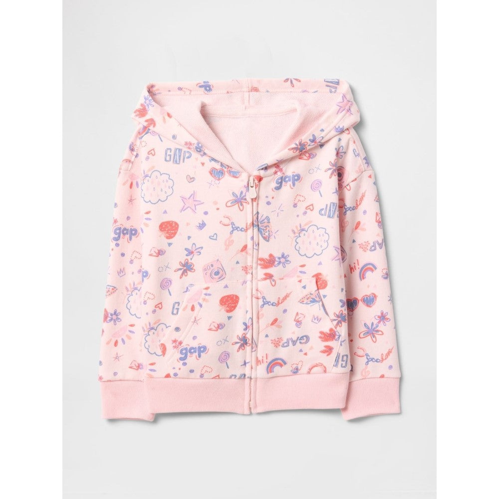 GAP Logolu Kız Bebek Relaxed Fermuarlı S-Shirt Ceket Pembe