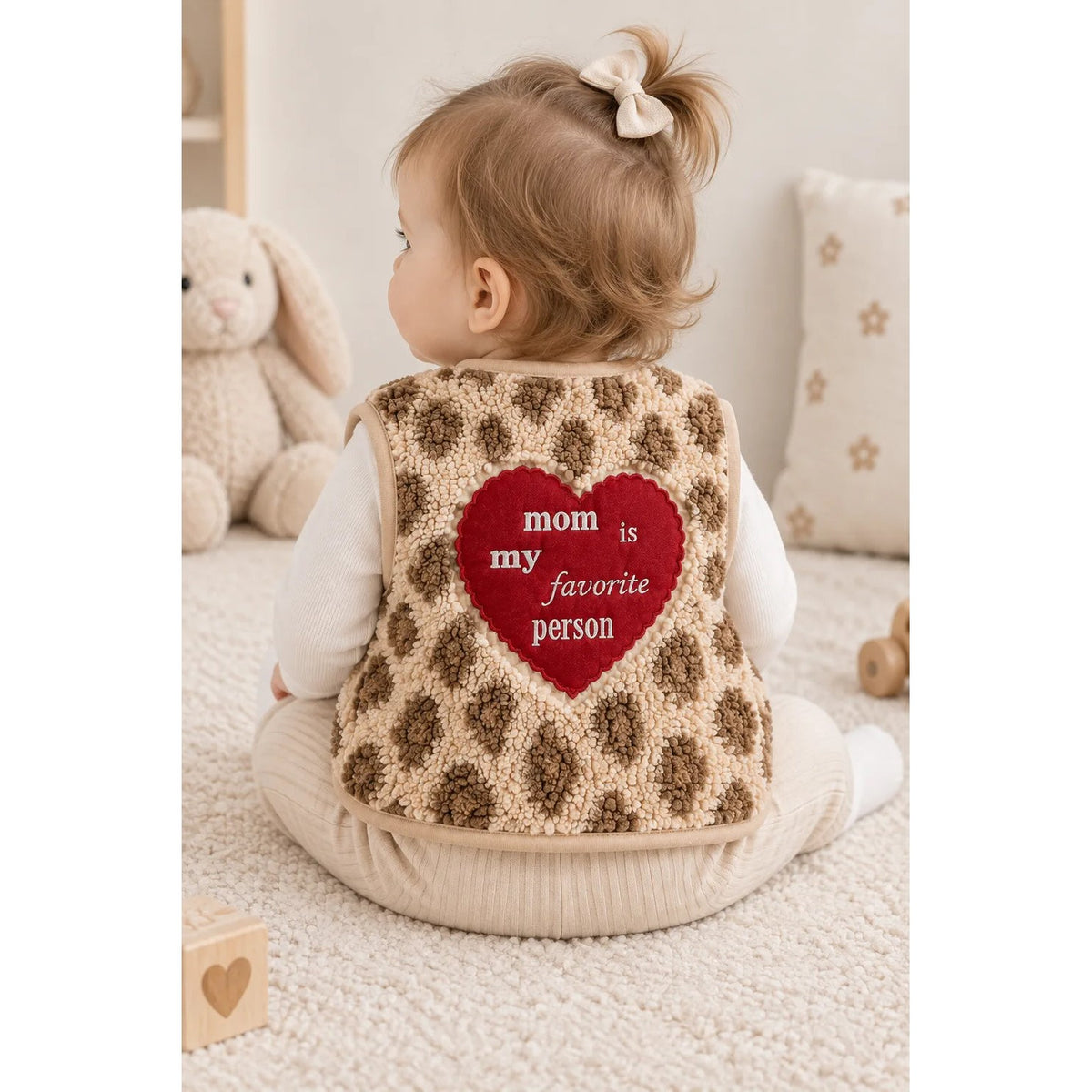 Miela Kids Little One's Heart Peluş Bebek Yeleği - Leopar Kahverengi