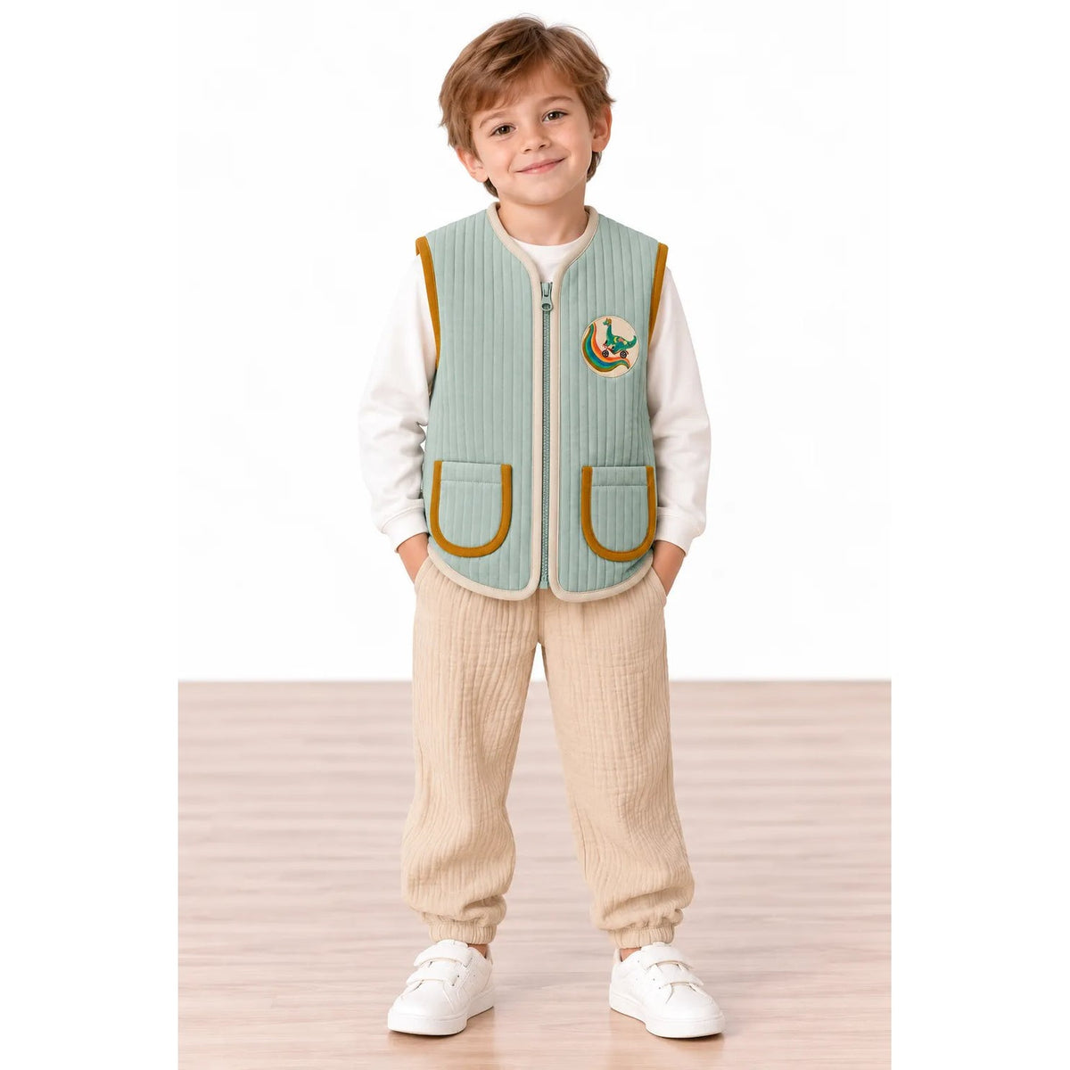 Miela Kids Dinosaur's Dream Kapitone Yelek Mint