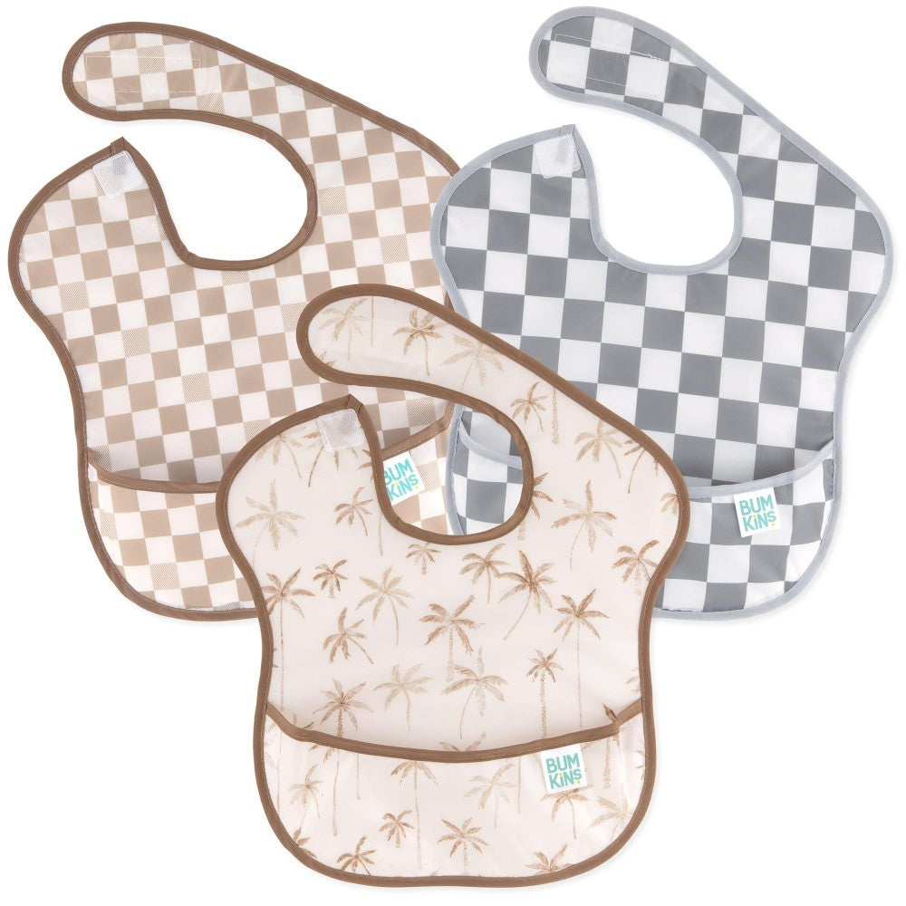 Bumkins SuperBib Önlük - 3'lü Paket (Palms, Checks)