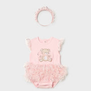 Mayoral Yazlık Kız Bebek Kısa Tulum Bandana Set Pembe