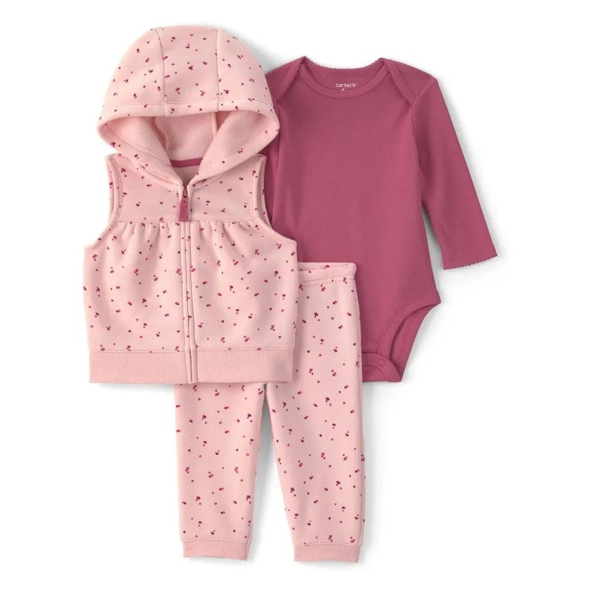 Carter's Kız Bebek Yelekli 3'lü Set Pembe
