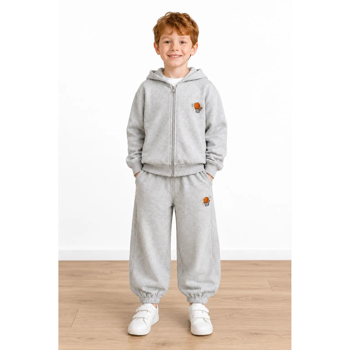 Miela Kids Basketball Champion Club Kapüşonlu Sweatshirt Gri