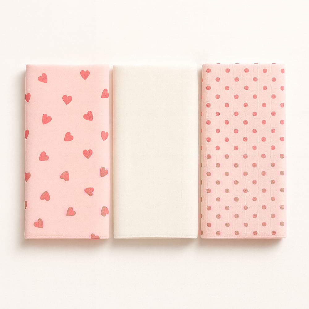 Mama Yoyo 3'lü Müslin Set - Pudra Kalp Takım