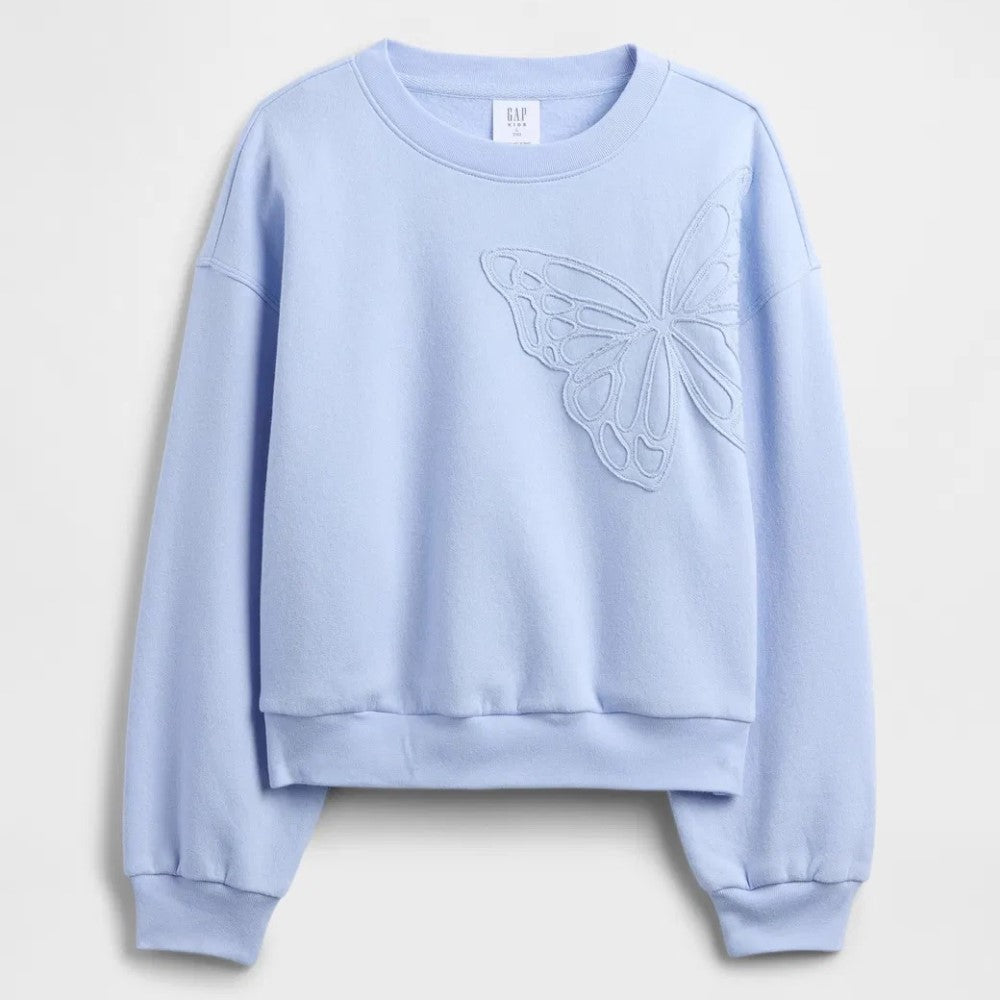 GAP Kız Çocuk Oversize Bisiklet Yaka Sweatshirt Mavi