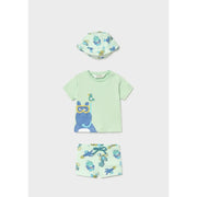 Mayoral Yazlık Erkek Bebek T-shirt Mayo Şapka 3'lü Set Yeşil