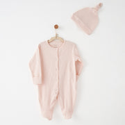 Andywawa Bebek Yazlık Tulum Şapka Set Pembe