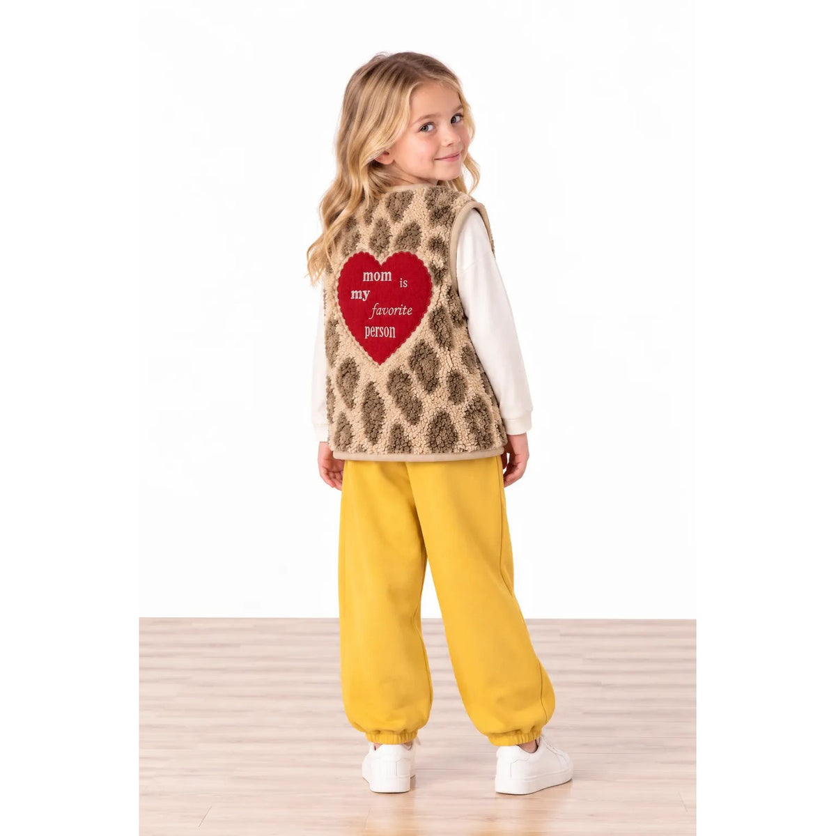 Miela Kids Little One's Heart Peluş Yelek - Leopar Kahverengi