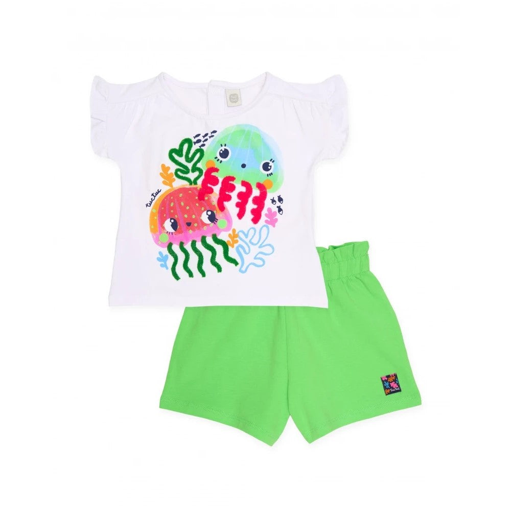 Tuc Tuc Yazlık Kız Bebek T-shirt Şort Set Yeşil