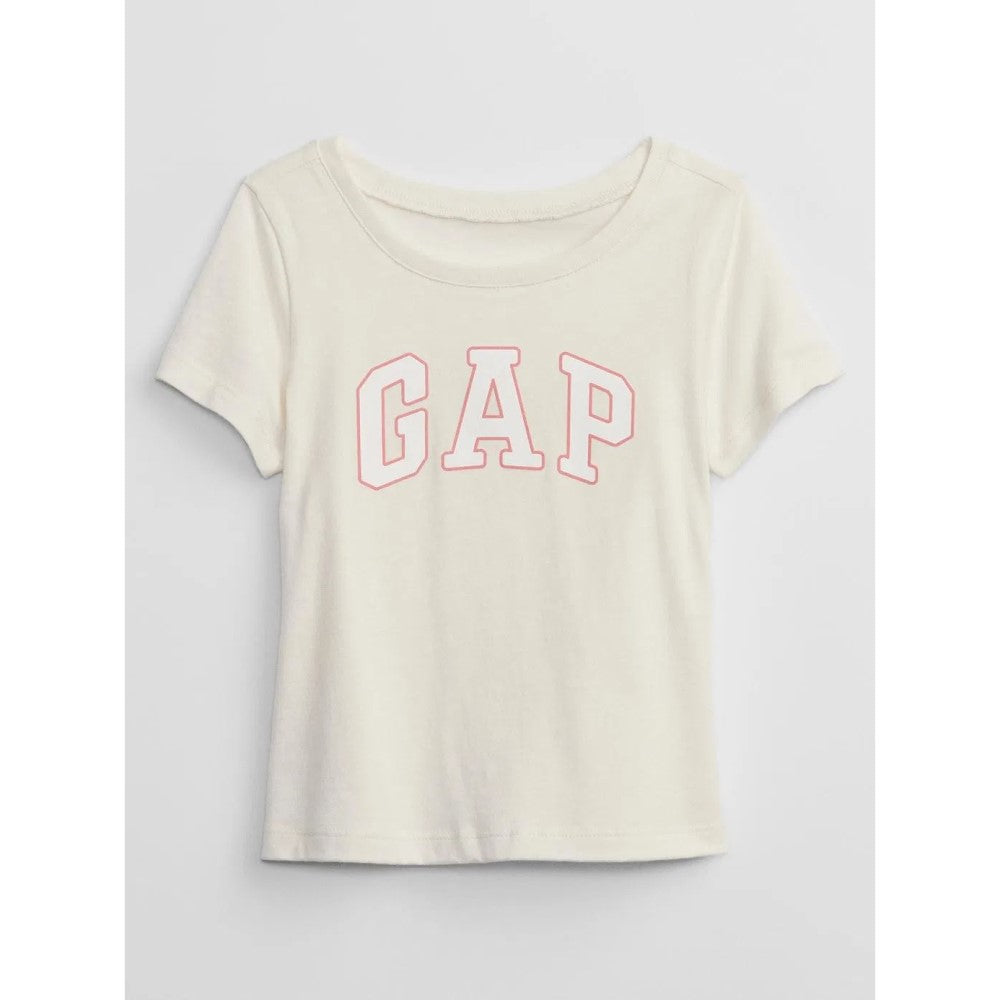 GAP Logo Kız Bebek Kısa Kol T-shirt Ekru