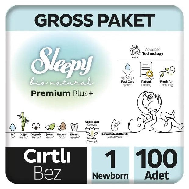 Sleepy Bio Natural Gross Bebek Bezi 1 Numara Newborn 100 Adet - Bebek Bezleri