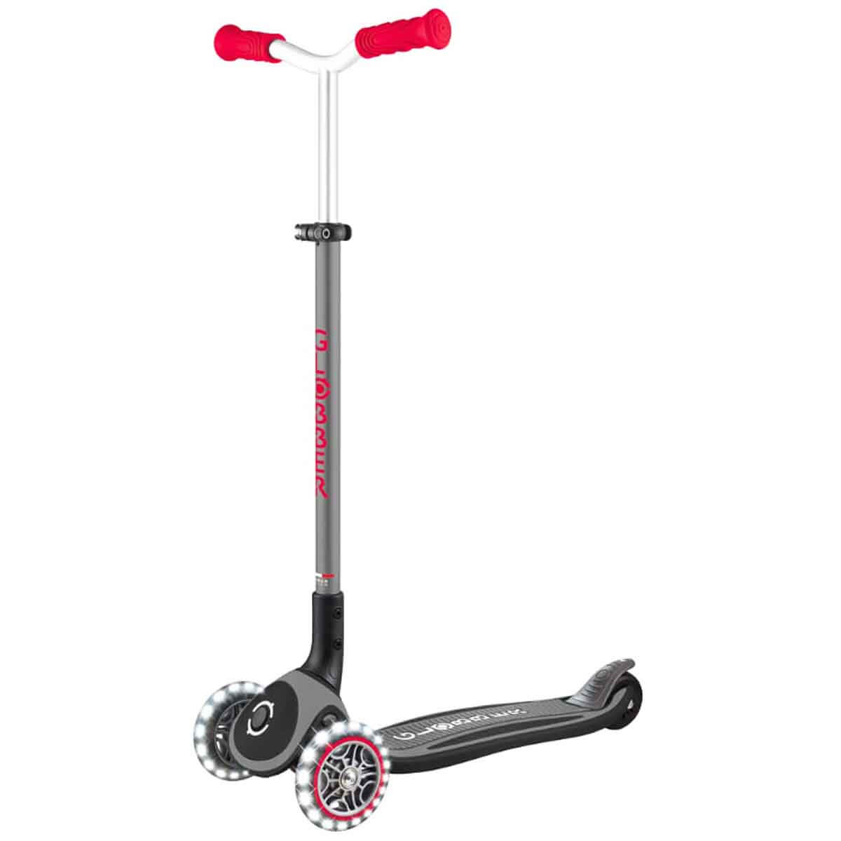 Globber Master Işıklı Katlanabilir Scooter - Kırmızı / Siyah