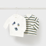 Mayoral Kışlık Erkek Bebek Uzun Kol T-shirt 2'li Set Ekru