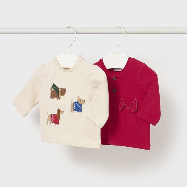 Mayoral Kışlık Erkek Bebek Uzun Kol T-shirt 2'li Set Kırmızı