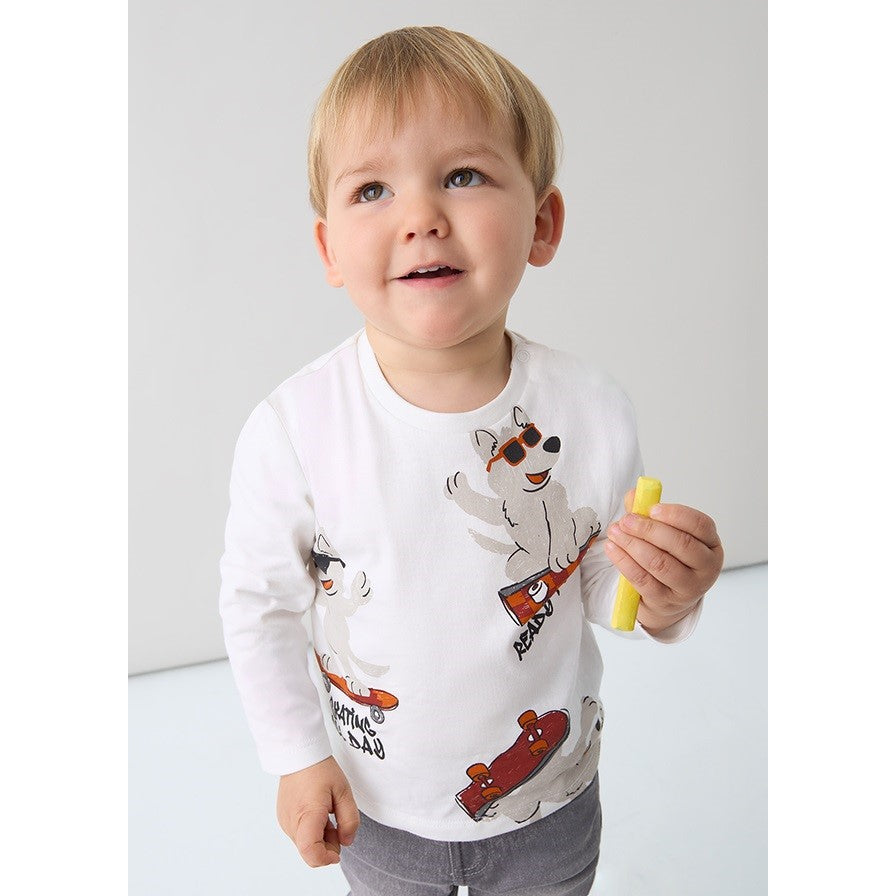 Mayoral Kışlık Erkek Bebek Uzun Kol T-shirt Ekru