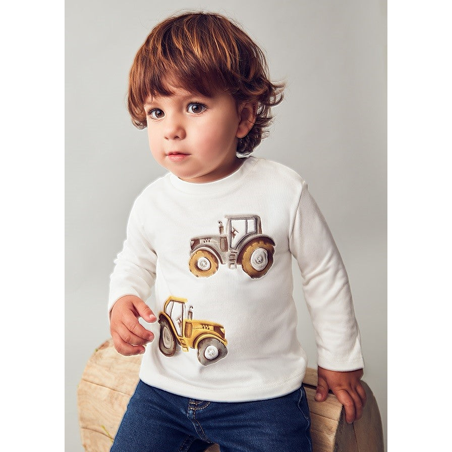 Mayoral Kışlık Erkek Bebek Uzun Kol T-shirt Ekru