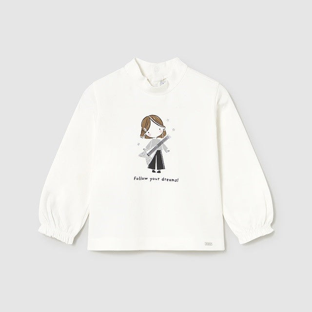 Mayoral Kışlık Kız Bebek Uzun Kol T-shirt Ekru