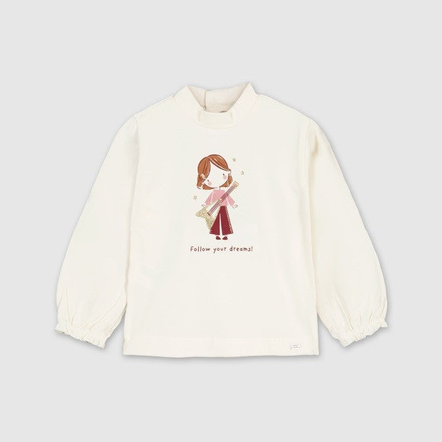 Mayoral Kışlık Kız Bebek Uzun Kol T-shirt Ekru