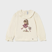 Mayoral Kışlık Kız Bebek Uzun Kol T-shirt Ekru