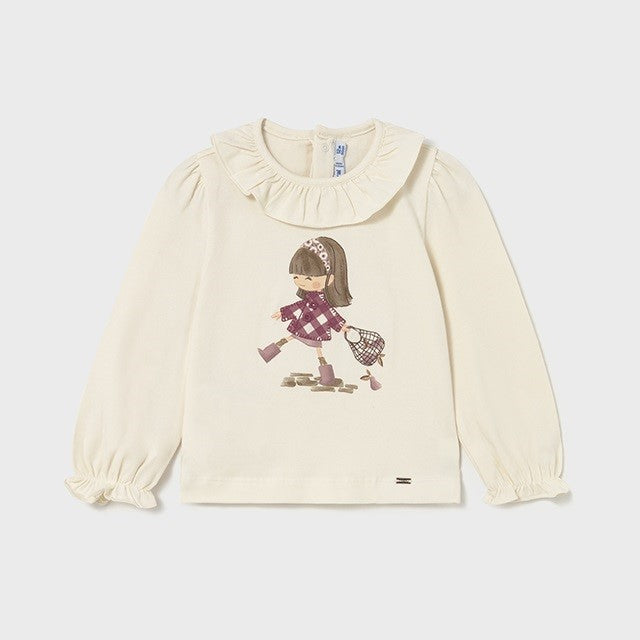 Mayoral Kışlık Kız Bebek Uzun Kol T-shirt Ekru