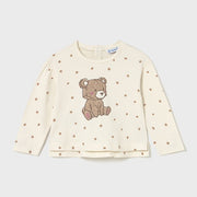 Mayoral Kışlık Kız Bebek Uzun Kol T-shirt Ekru