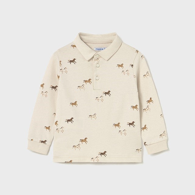 Mayoral Kışlık Erkek Bebek Polo Uzun Kol T-shirt Bej