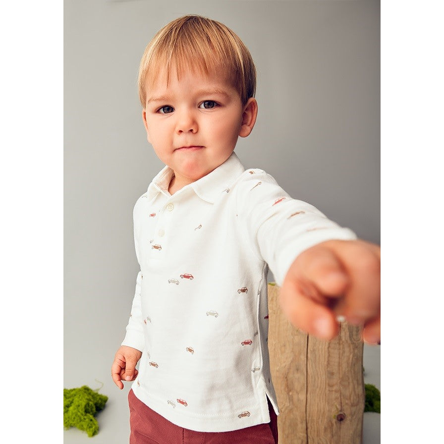Mayoral Kışlık Erkek Bebek Polo Uzun Kol T-shirt Ekru